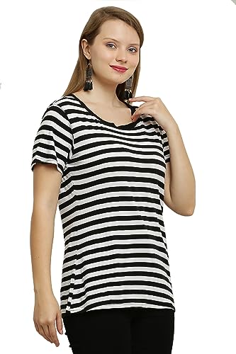 COTTONANSH STRIP ROUND NECK T SHIRT