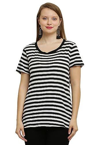 COTTONANSH STRIP ROUND NECK T SHIRT