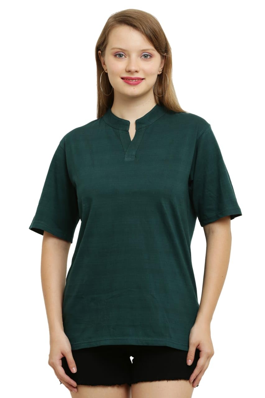 COTTONANSH Cotton Solid Stylish T-Shirt Round Neck Half Sleeves for Women Casual Wear/Sportswear