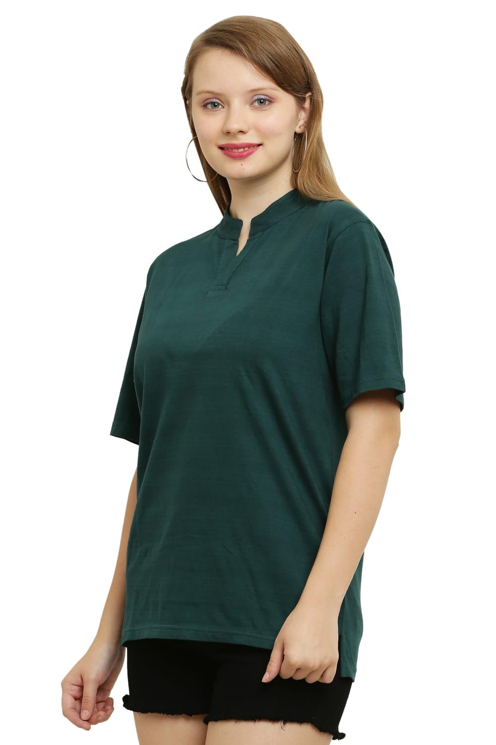 COTTONANSH Cotton Solid Stylish T-Shirt Round Neck Half Sleeves for Women Casual Wear/Sportswear