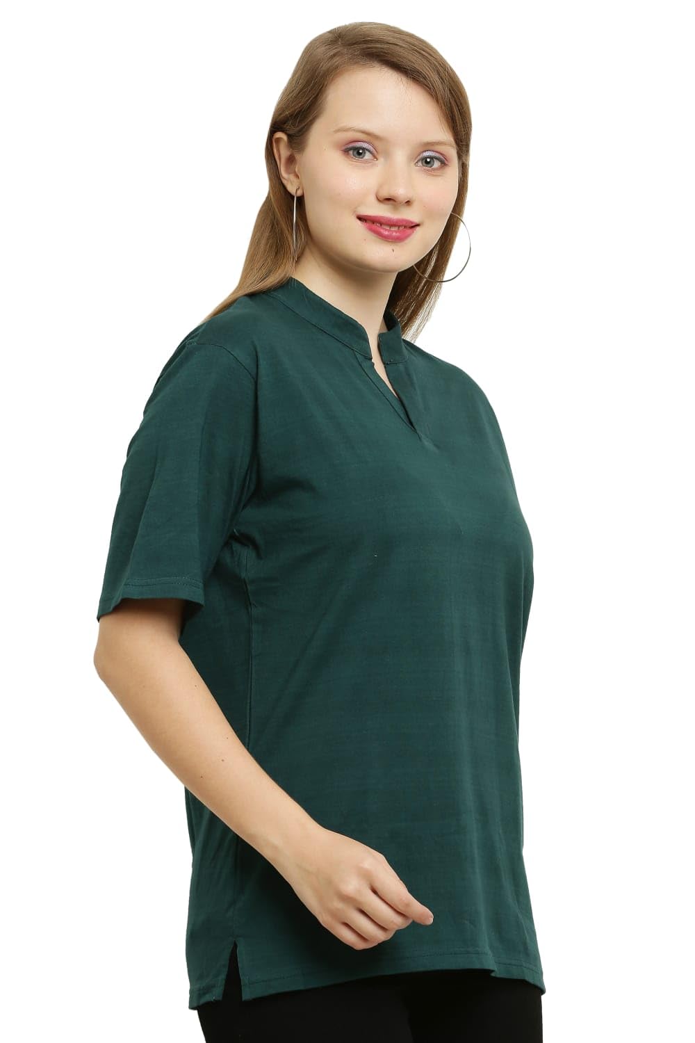 COTTONANSH Cotton Solid Stylish T-Shirt Round Neck Half Sleeves for Women Casual Wear/Sportswear