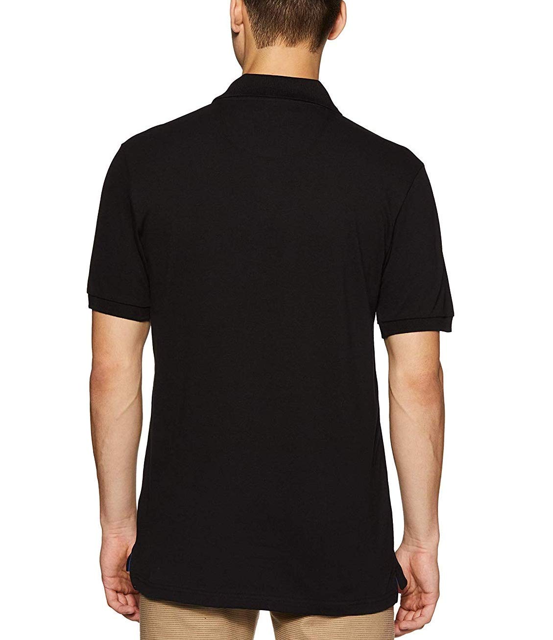 COTTONANSH Men's Cotton Regular Fit T-Shirt with Collar (Black, XL)