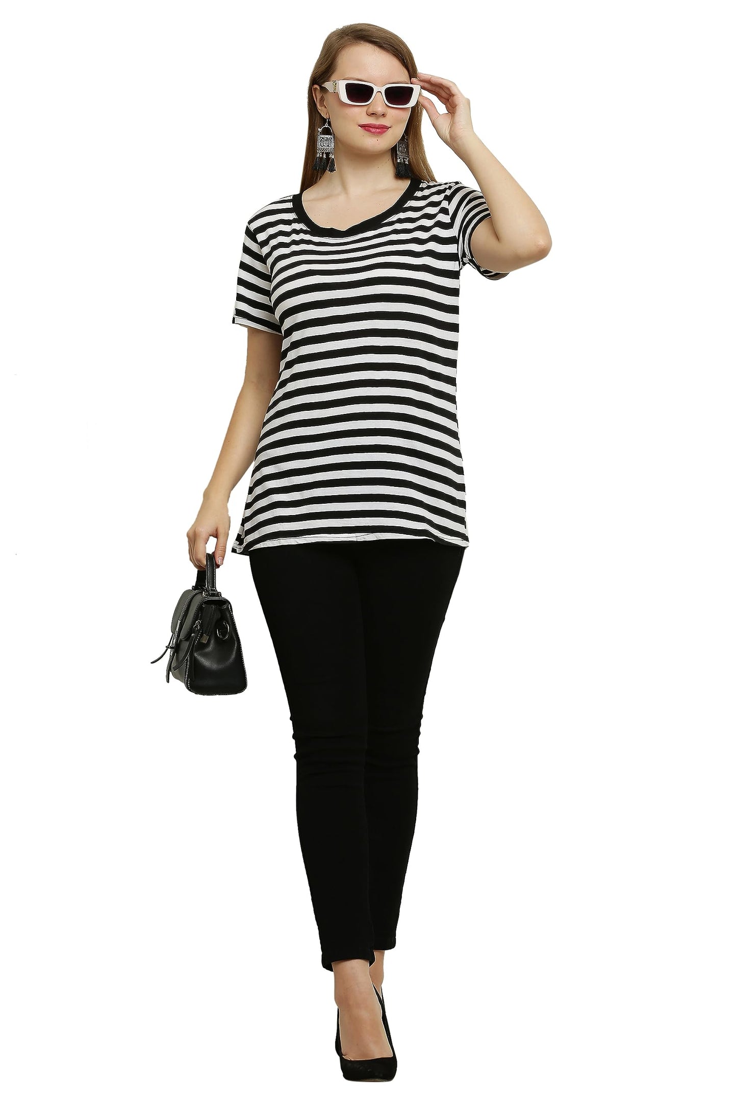 COTTONANSH STRIP ROUND NECK T SHIRT