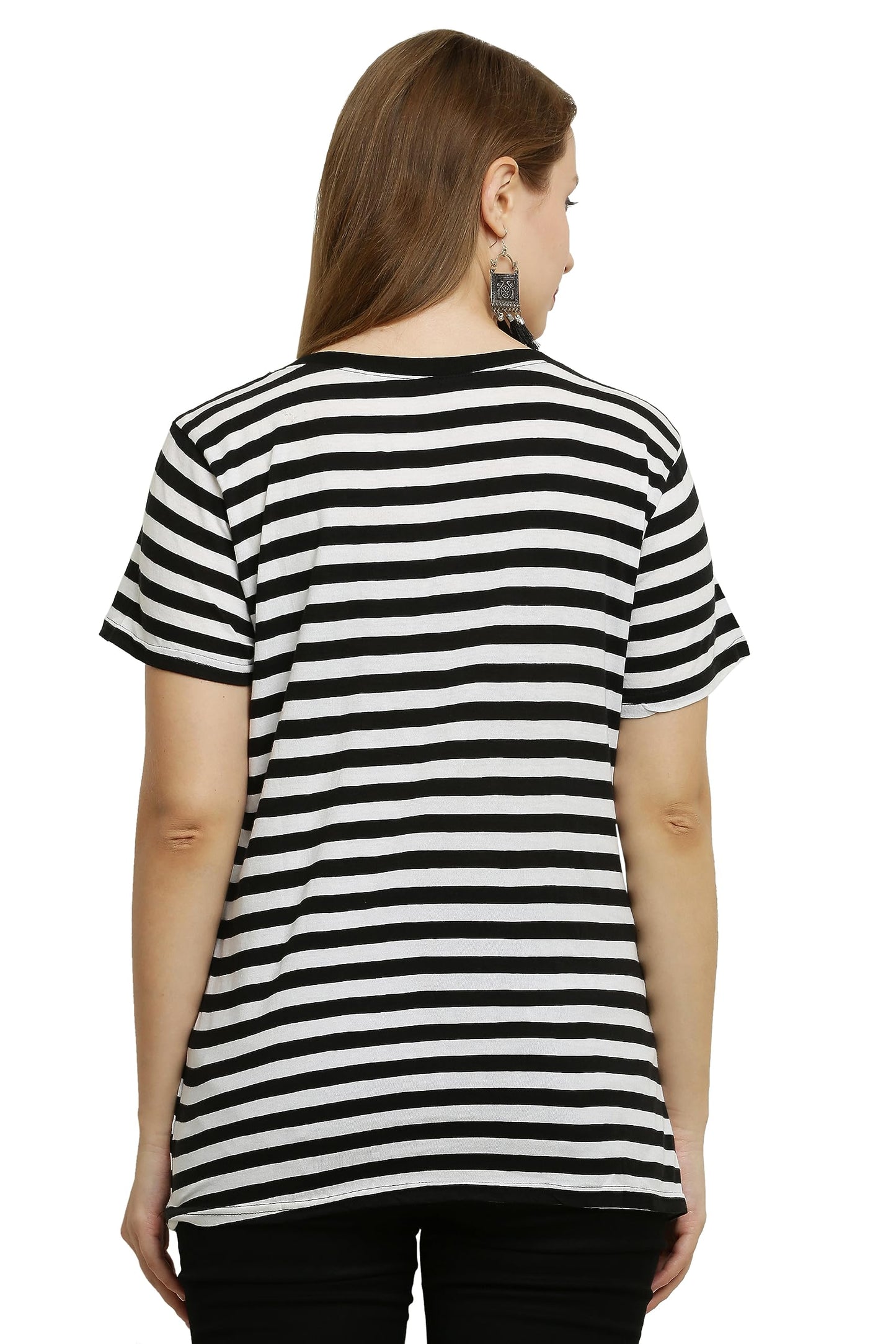 COTTONANSH STRIP ROUND NECK T SHIRT