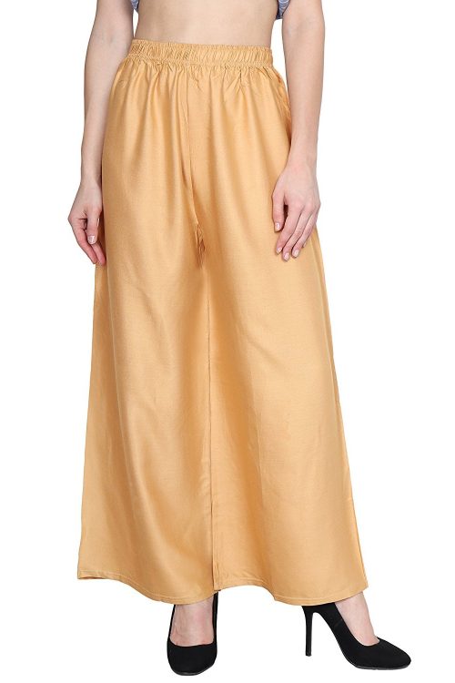 Women Flared Beige /Skin Color Trousers
