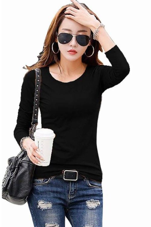 Casual Regular Sleeves Solid Women Black Top